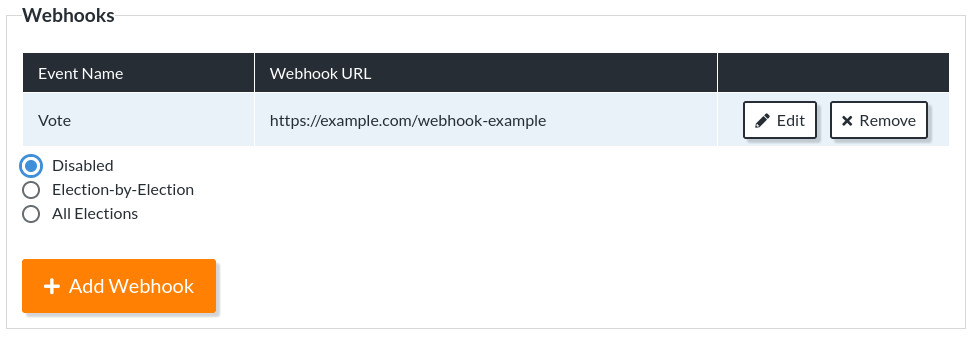 a UI for configuring overall webhook settings